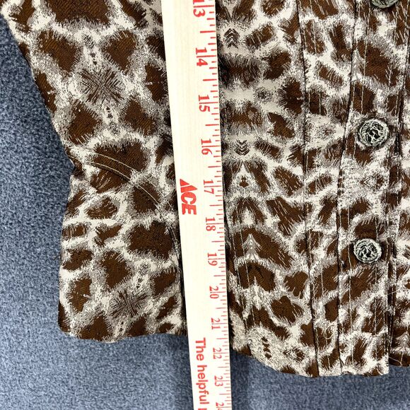 High Drama Vest Women 6 Brown Sleeveless Pockets Button Animal Print - Picture 9 of 16